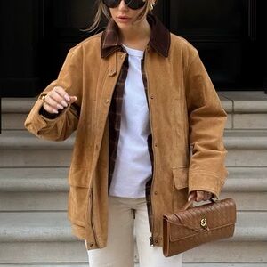 Zara Zw Collection 100% Suede Jacket Limited Edition Barn Jacket